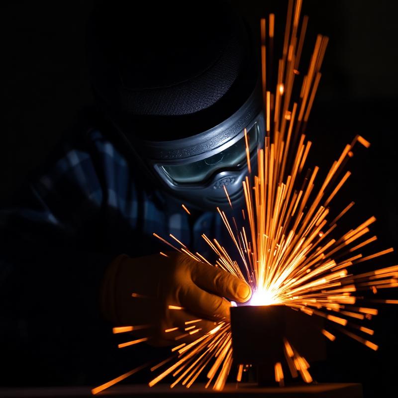 Soldador trabalhando em estrutura metálica